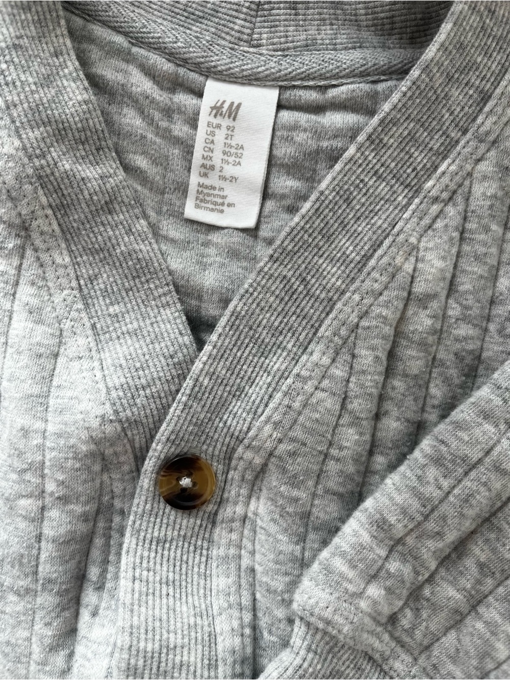 H&M Light Gray Quilted sweater 2T